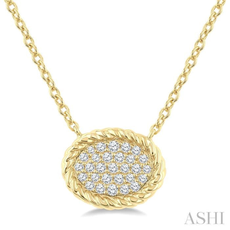 1/5 Ctw Pave Set Oval Shape Round Cut Diamond Fashion Pendant in 10K Yellow Gold