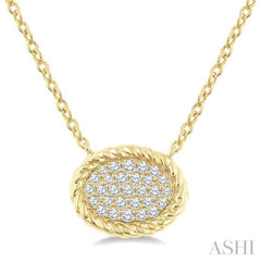 1/5 Ctw Pave Set Oval Shape Round Cut Diamond Fashion Pendant in 10K Yellow Gold