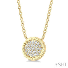 1/5 Ctw Pave Set Oval Shape Round Cut Diamond Fashion Pendant in 10K Yellow Gold