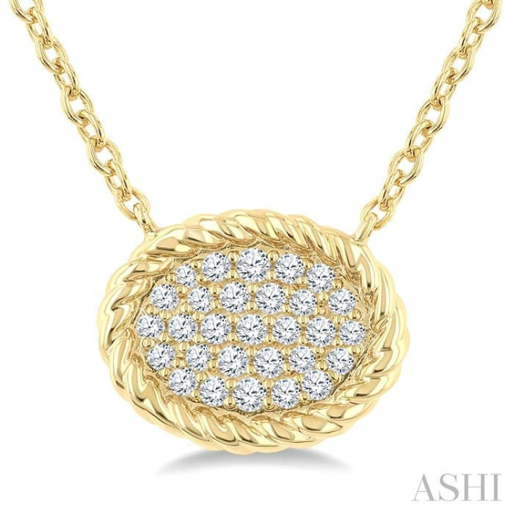 1/5 Ctw Pave Set Oval Shape Round Cut Diamond Fashion Pendant in 10K Yellow Gold