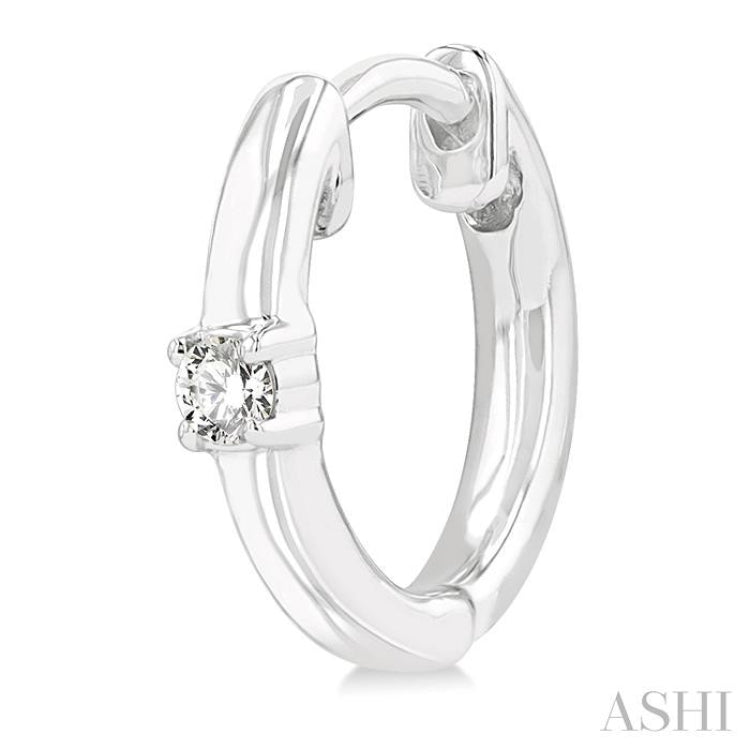 1/10 Ctw Petite Single Round Cut Diamond Fashion Huggies in 10K White Gold