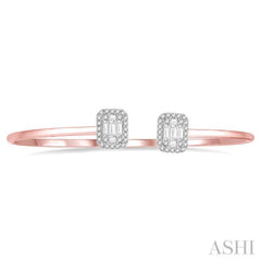 5/8 ctw Emerald Shape Lovebright Open Cuff Diamond Bangle in 14K Rose and White Gold