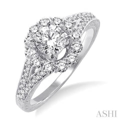 1/2 Ctw Round Cut Diamond Semi-Mount Engagement Ring 14K White Gold