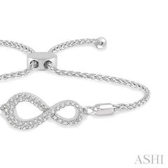 1/4 Ctw Infinity Center Round Cut Diamond Lariat Link Bracelet in 14K White Gold