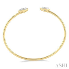 5/8 ctw Oval Shape Lovebright Open Cuff Diamond Bangle in 14K Yellow and White Gold