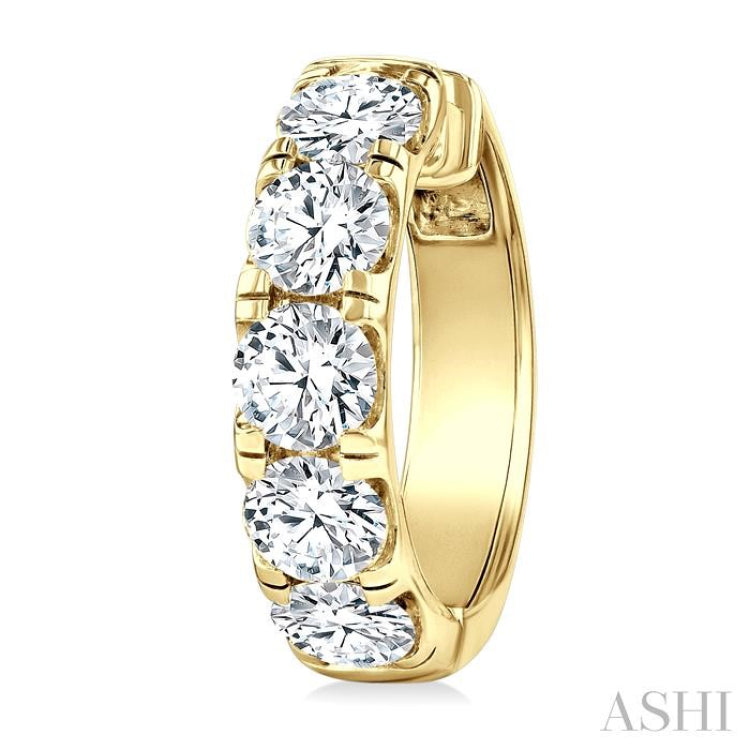 5 Ctw Round Cut Diamond Hoop Earrings in 14K Yellow gold
