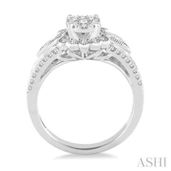 3/4 Ctw Diamond Lovebright Engagement Ring in 14K White Gold