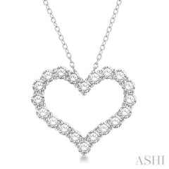 4.00 Ctw Heart Shape Round Cut Diamond Pendant With Chain in 14K White Gold