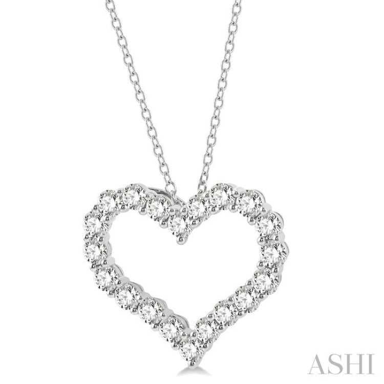 4.00 Ctw Heart Shape Round Cut Diamond Pendant With Chain in 14K White Gold