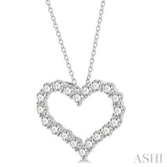 4.00 Ctw Heart Shape Round Cut Diamond Pendant With Chain in 14K White Gold