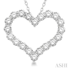 4.00 Ctw Heart Shape Round Cut Diamond Pendant With Chain in 14K White Gold