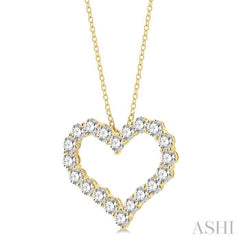 3.00 Ctw Heart Shape Round Cut Diamond Pendant With Chain in 14K Yellow Gold