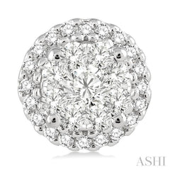 1.00 Ctw Lovebright Round Cut Diamond Earrings in 14K White Gold