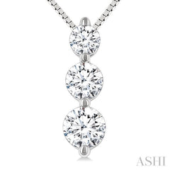 1/4 Ctw Round Cut Diamond Three-Stone Snowman Pendant With Chain in 14K White Gold