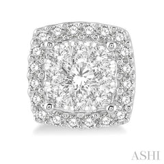 3/4 Ctw Cushion Shape Lovebright Round Cut Diamond Stud Earrings in 14K White Gold