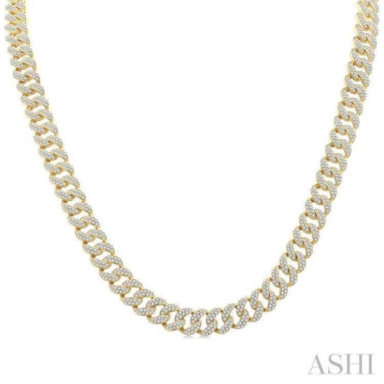 8 Ctw Round Cut Diamond Cuban Link Necklace in 14K Yellow Gold