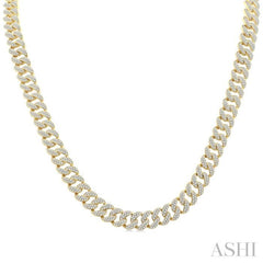 8 Ctw Round Cut Diamond Cuban Link Necklace in 14K Yellow Gold