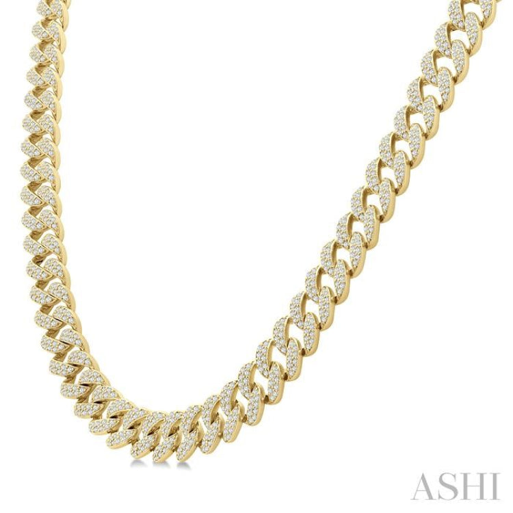 8 Ctw Round Cut Diamond Cuban Link Necklace in 14K Yellow Gold