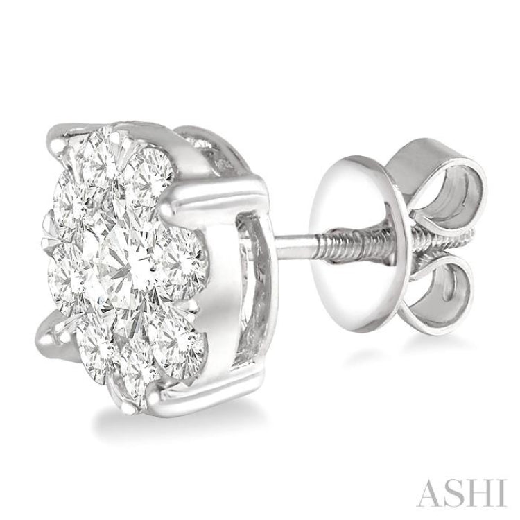 3 Ctw Lovebright Round Cut Diamond Stud Earrings in 14K White Gold