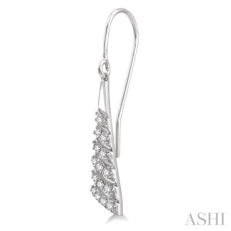 1/5 Ctw Chevron Round Cut Diamond Earrings in 10K White Gold