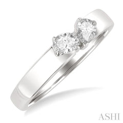 1/3 Ctw Toi Et Moi 2-Stone Pear and Oval Cut Diamond Fashion Ring in 14K White Gold