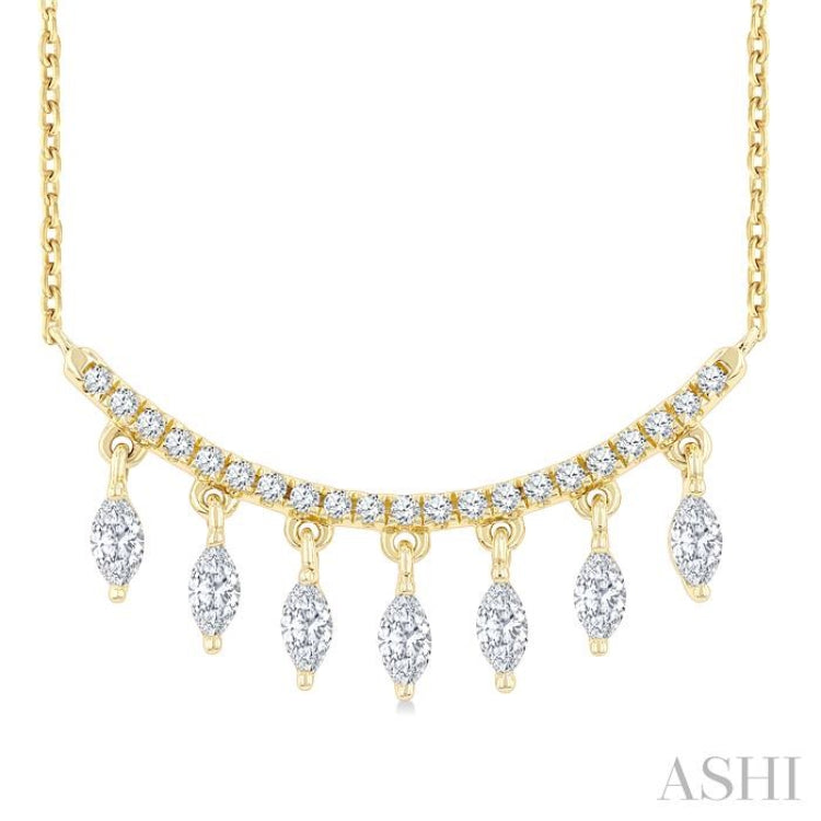 1/2 Ctw Marquise and Round Cut Diamond Chandelier Necklace in 14K Yellow Gold