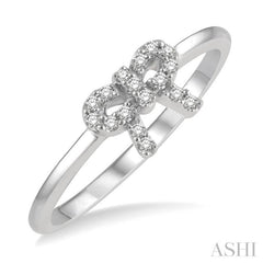 1/10 Ctw Bow Cutout Single Cut Diamond Petite Fashion Ring in 10K White Gold