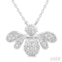1/4 Ctw Petite Bumble Bee Round Cut Diamond Fashion Pendant With Chain in 10K White Gold