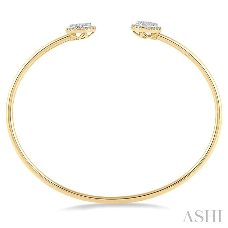 5/8 ctw Lovebright Round Open Cuff Diamond Bangle in 14K Yellow and White Gold