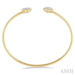 5/8 ctw Lovebright Round Open Cuff Diamond Bangle in 14K Yellow and White Gold