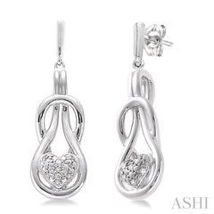 1/50 Ctw Heart Shape Round Cut Diamond Fashion Earrings in Sterling Silver