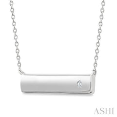 1/50 Ctw Horizontal Bar Round Cut Diamond Fashion Pendant With Chain in Sterling Silver