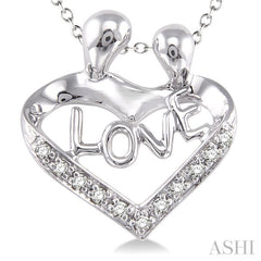 1/20 Ctw Single Cut Diamond Child & Mom Pendant in Sterling Silver with Chain