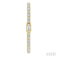 3/8 Ctw Rectangular Shape Baguette and Round Cut Diamond Fashion Hoop Earrings in 14K Yellow Gold