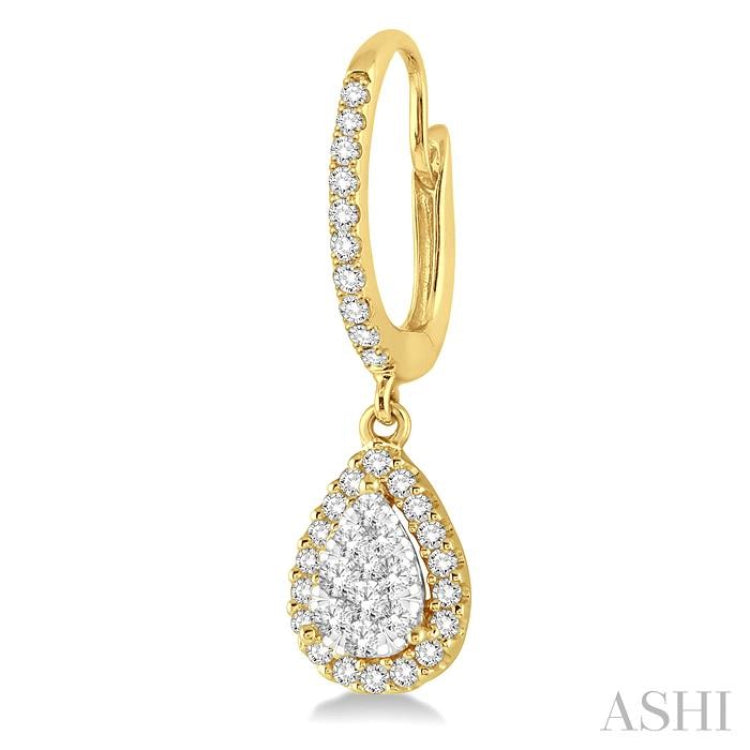 3/8 ctw Pear Shape Diamond Lovebright Earrings in 14K Yellow and White Gold