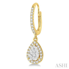 3/8 ctw Pear Shape Diamond Lovebright Earrings in 14K Yellow and White Gold