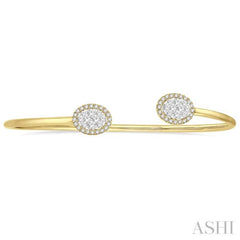 5/8 ctw Oval Shape Lovebright Open Cuff Diamond Bangle in 14K Yellow and White Gold