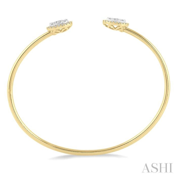 5/8 ctw Oval Shape Lovebright Open Cuff Diamond Bangle in 14K Yellow and White Gold
