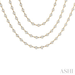 15 Ctw Bezel Set Round Cut Diamond Layered 60-Inch Necklace in 14K Yellow Gold