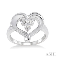 1/50 Ctw Round Cut Diamond Heart Ring in Sterling Silver