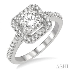 1/3 Ctw Square Shape Diamond Semi-Mount Engagement Ring in 14K White Gold