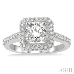 1/3 Ctw Square Shape Diamond Semi-Mount Engagement Ring in 14K White Gold