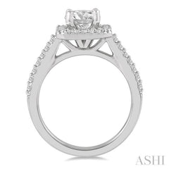 1/3 Ctw Square Shape Diamond Semi-Mount Engagement Ring in 14K White Gold