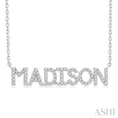 1/4 Ctw 'MADISON' Block Name Round Cut Diamond Necklace in 10K White Gold