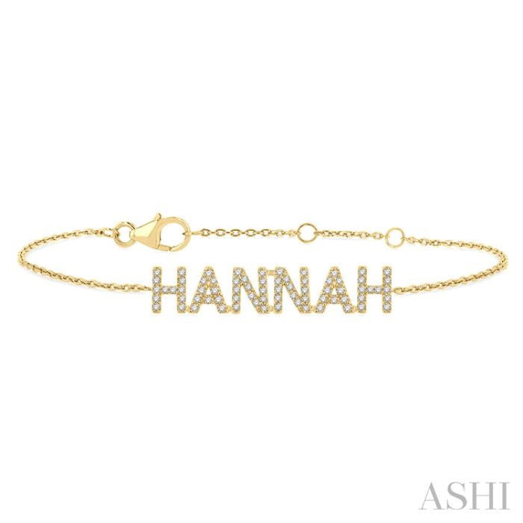 1/4 Ctw 'HANNAH' Block Name Single Cut Diamond Bracelet in 10K Yellow Gold