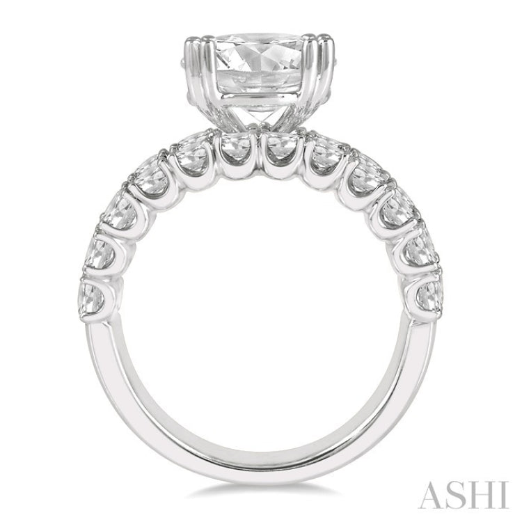 2 5/8 Ctw Triple Row Round Cut Diamond Semi-Mount Engagement Ring in 14K White Gold