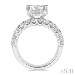 2 5/8 Ctw Triple Row Round Cut Diamond Semi-Mount Engagement Ring in 14K White Gold