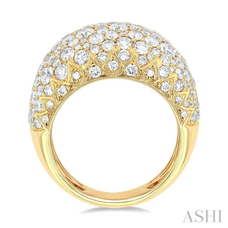 3 1/3 Ctw Round Cut Diamond Fashion Dome Ring in 14K Yellow Gold