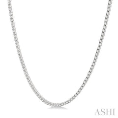 10 Ctw Round Cut Diamond Tennis Necklace in 14K White Gold