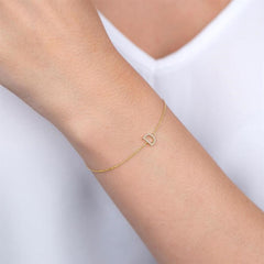 1/20 Ctw Initial 'K' Round Cut Diamond Bracelet in 10K Yellow Gold